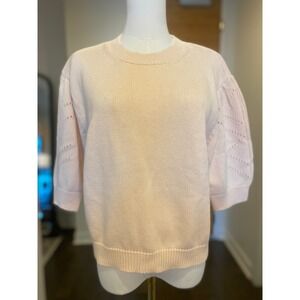WVN Women Organic‎ Cotton Wool Blend Knit Sweater Peach Size Medium Puff Sleeve
